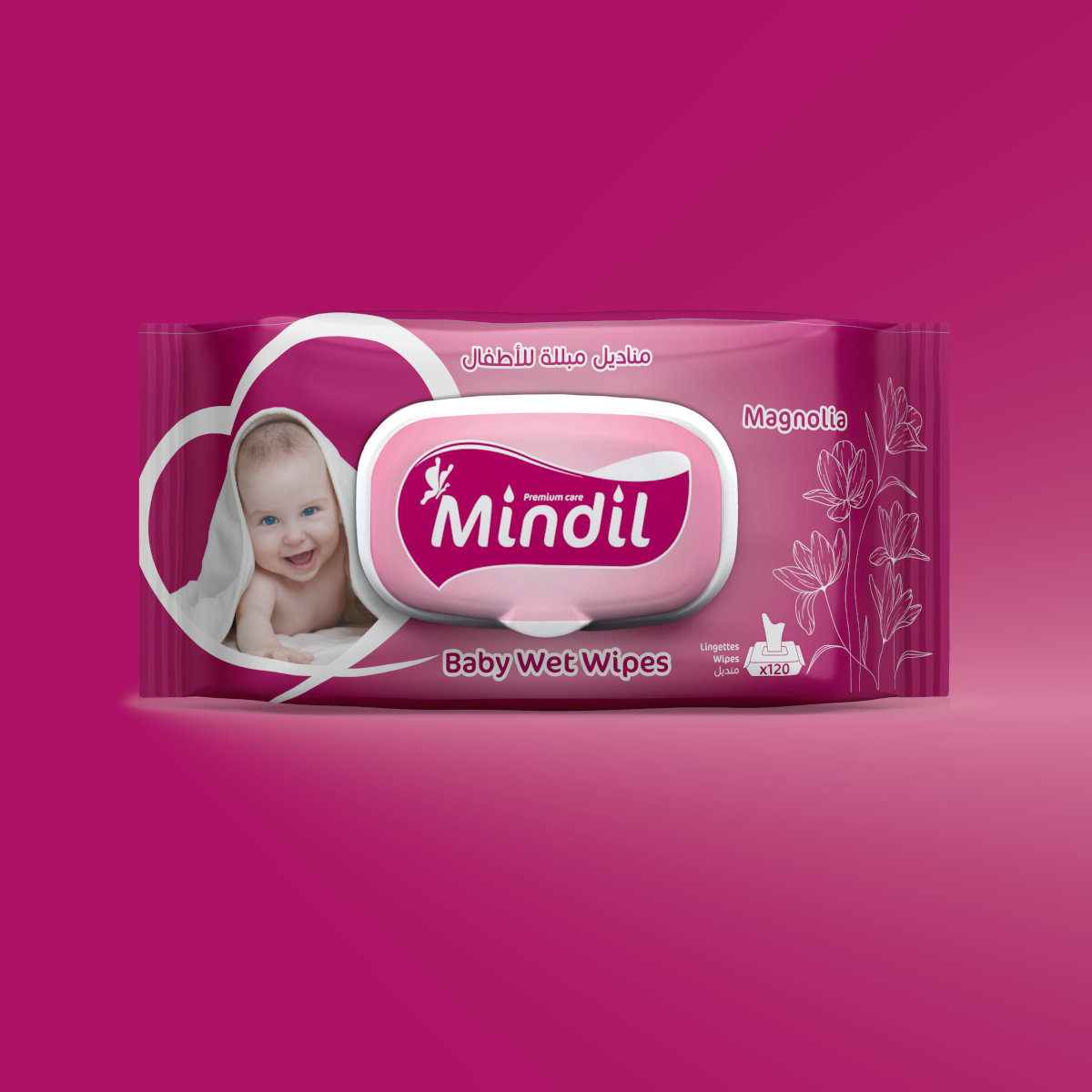 Lingettes bébé Mindil, parfum Magnolia